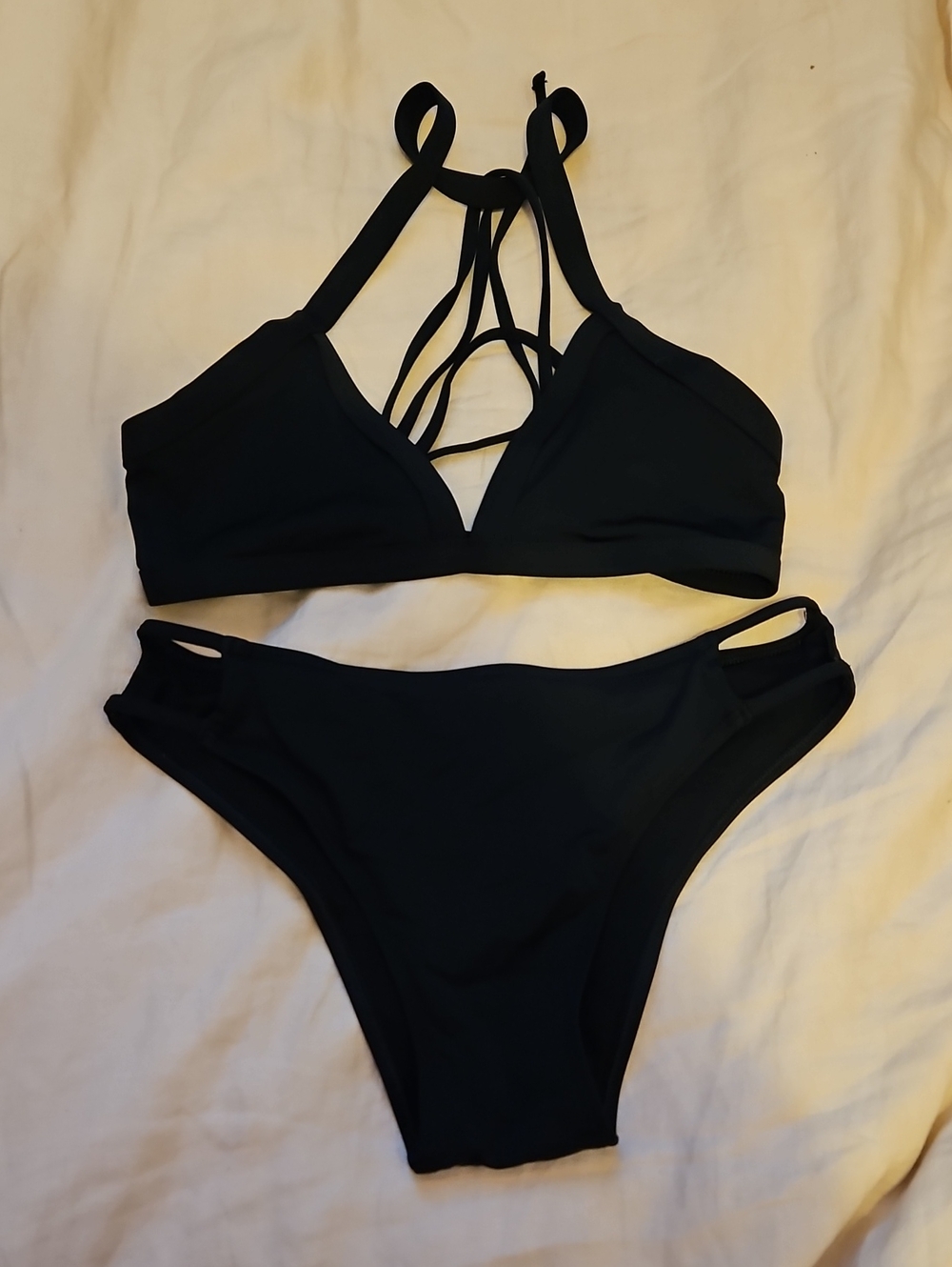 Fleo Black Strappy Bralette Bikini Set